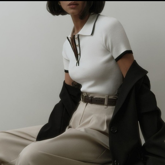 Commense Black and White Polo with Gold Buttons Brand New Size:XS - Picture 2 of 6